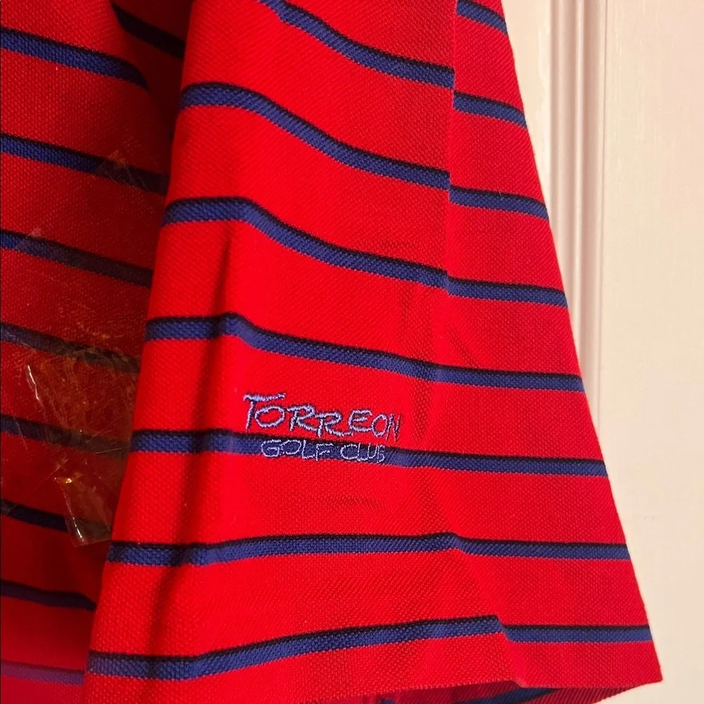 Ralph LaurenGolf Torreon Golf Club Red and Blue Striped Polo Shirt Lg